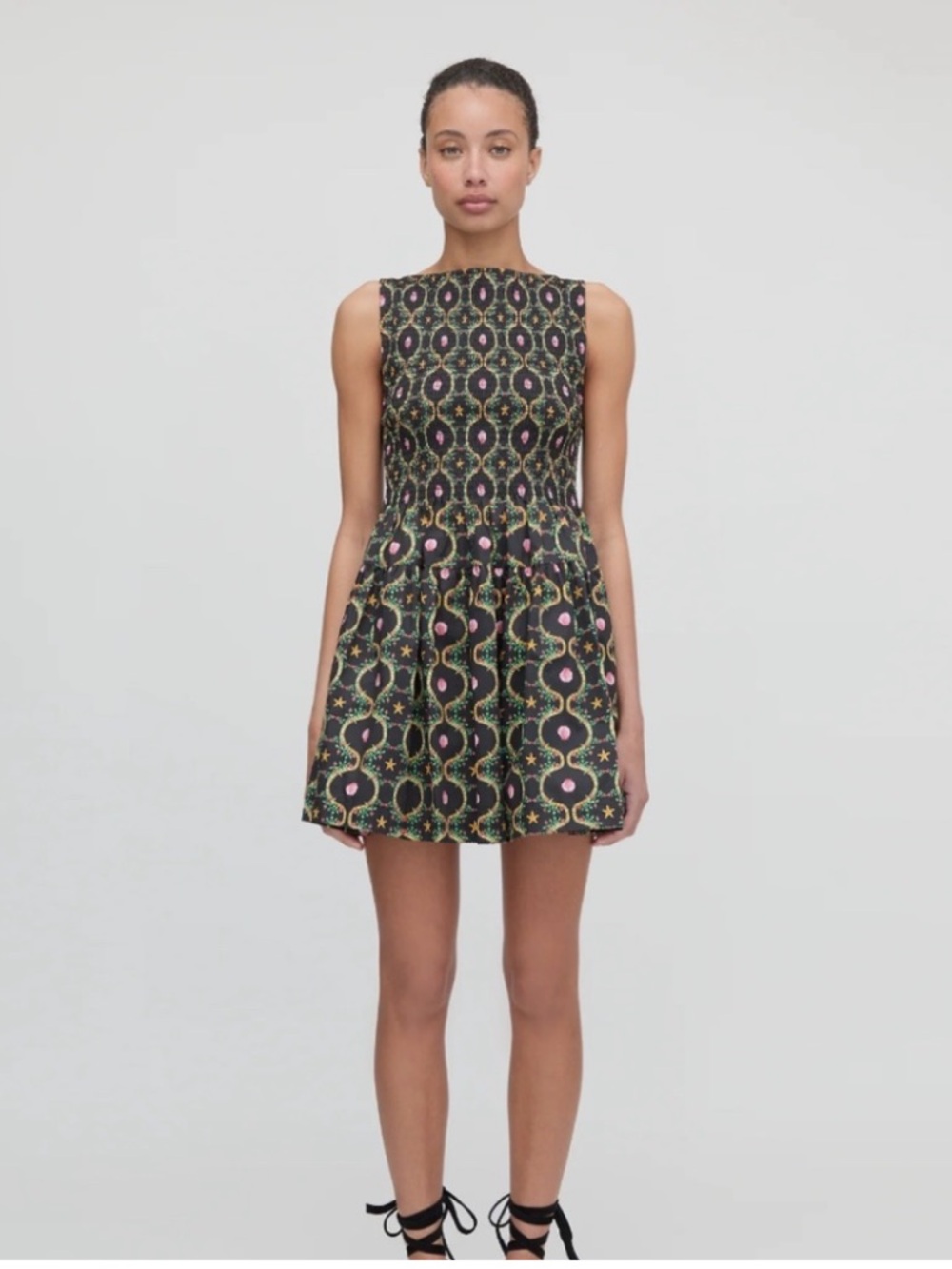 Hill House Cosima Mini Nap Dress Black CiscoTrellis Size XL - Picture 2 of 7